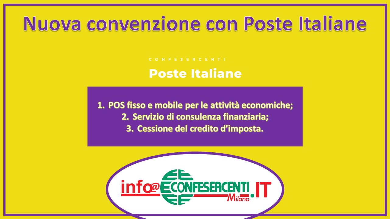 Sostegno a Pmi, accordo Poste Italiane-Confesercenti