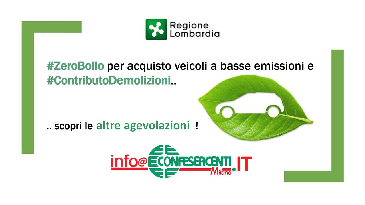 Zero bollo e contributo demolizioni, sostenimento al rinnovamento del parco auto lombardo
